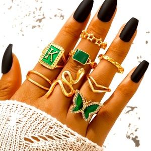 Green and gold rings